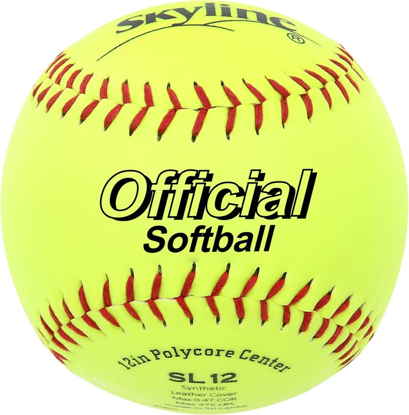 SKYLINE SL-12 Softballs 6 Pack - 12 Inch Official Size and Weight Softball Game, Training Ball for Batting, Fielding, Pitching, Practice - Image 2